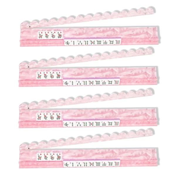 Pink seashell acrylic magnetic Mahjong rack holding standard Mahjong tiles