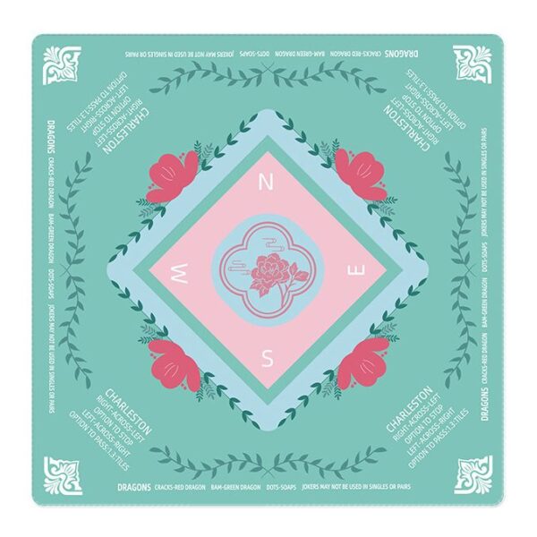 Sage green Mahjong mat with neoprene backing displayed flat on white background