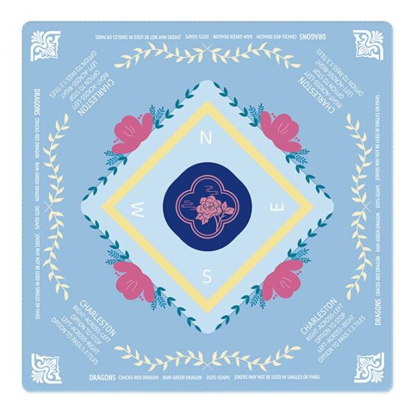 Light blue non-slip Mahjong mat from Olive Branch Collection laid flat on white background