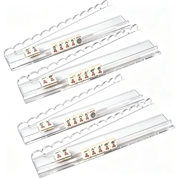 Crystal Glide Magnetic Mahjong Rack and Pusher Set with Four Clear Acrylic Racks