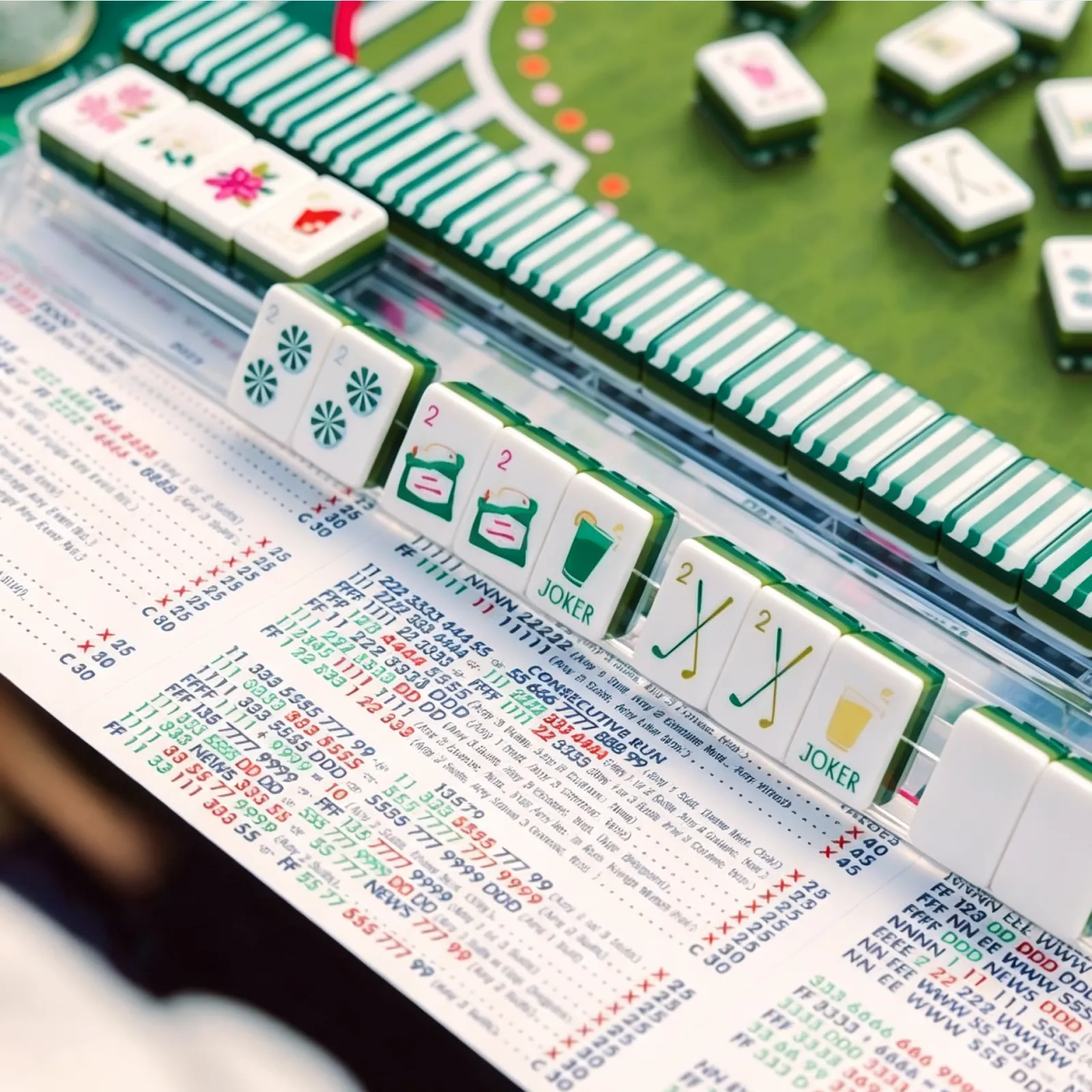 Masters Tournament Mahjong Tiles displayed on mahjong racks
