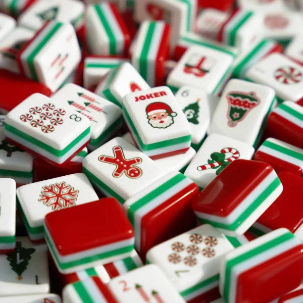 Jolly Christmas Mahjong Tiles scattered acrylic Christmas mahjong set