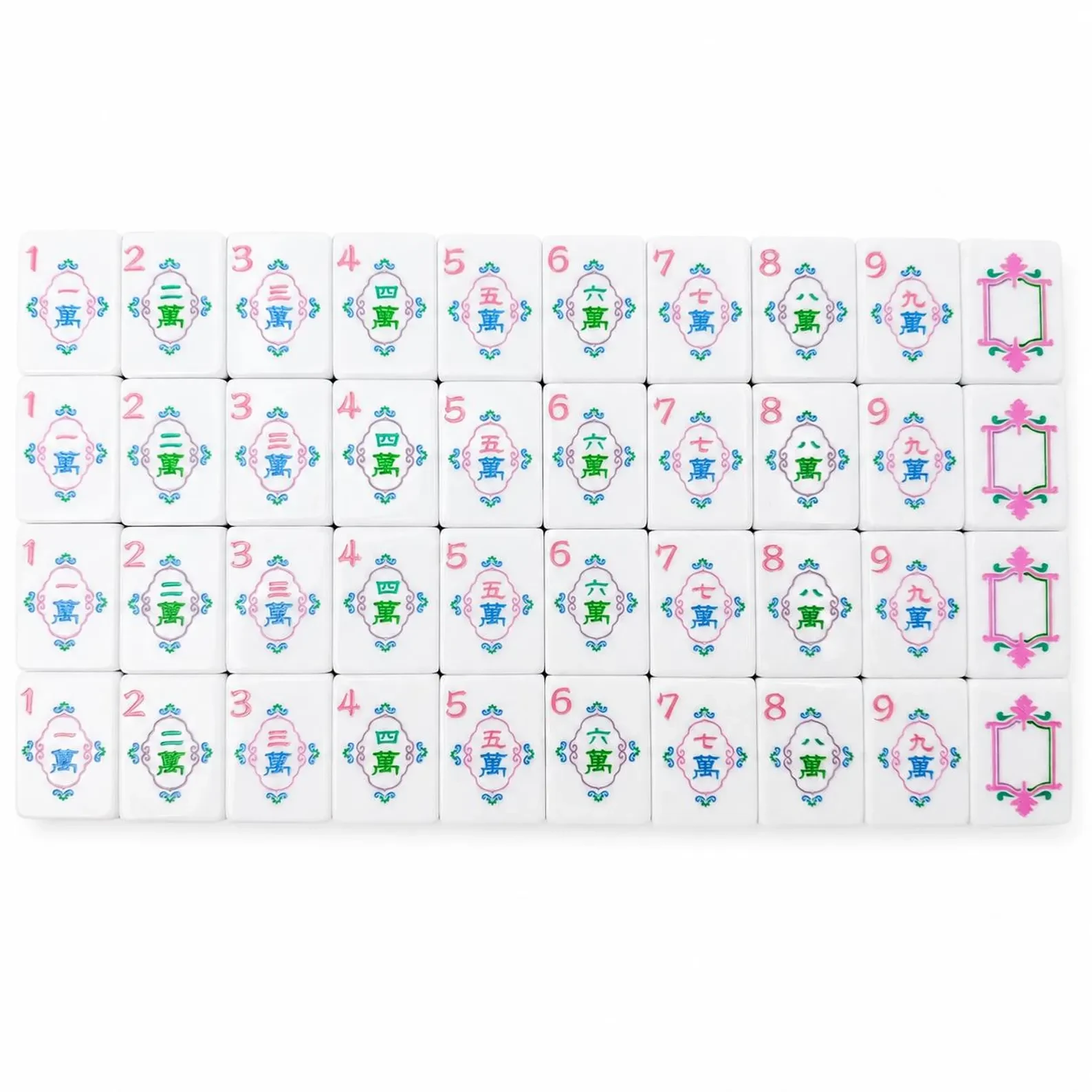 Purple Sanctuary Mahjong Character tiles featuring Chinese numerals among cloud motifs